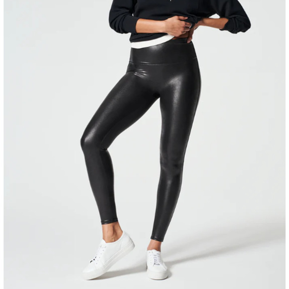 Spanx Faux Leather Leggings High-Waisted Full-Length Pull-On Black Size Small - Picture 1 of 6